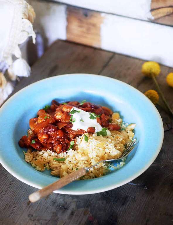 Three-Bean Tagine with Almond & Lemon Couscous